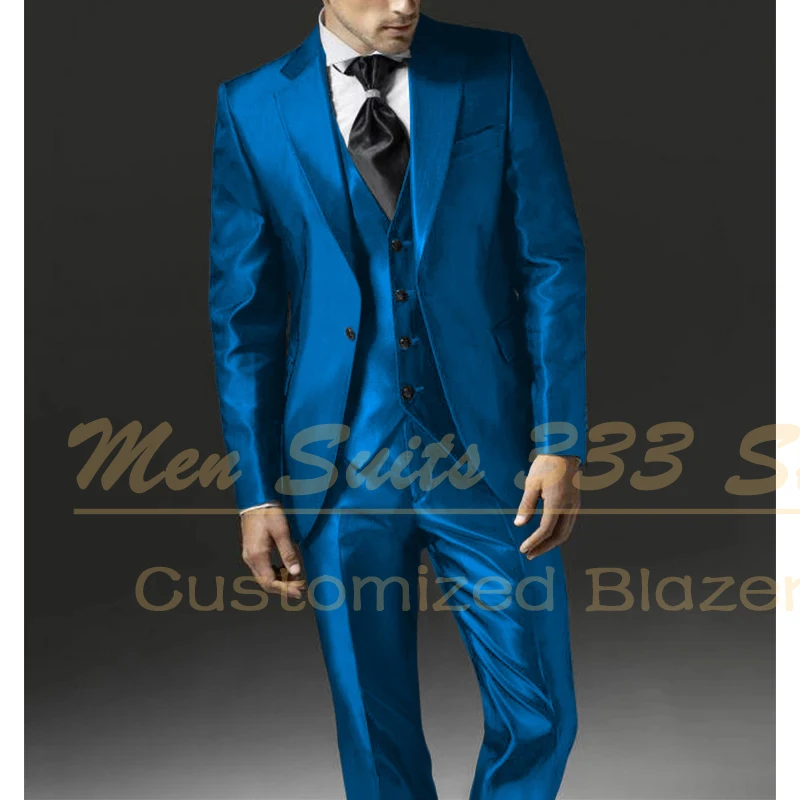 

Milimalist Solid Color Evening Men's Suits Elegant Wedding Groom 3 Piece Jacket Pants Vest Tailor-Made Full Sets Costume Homme