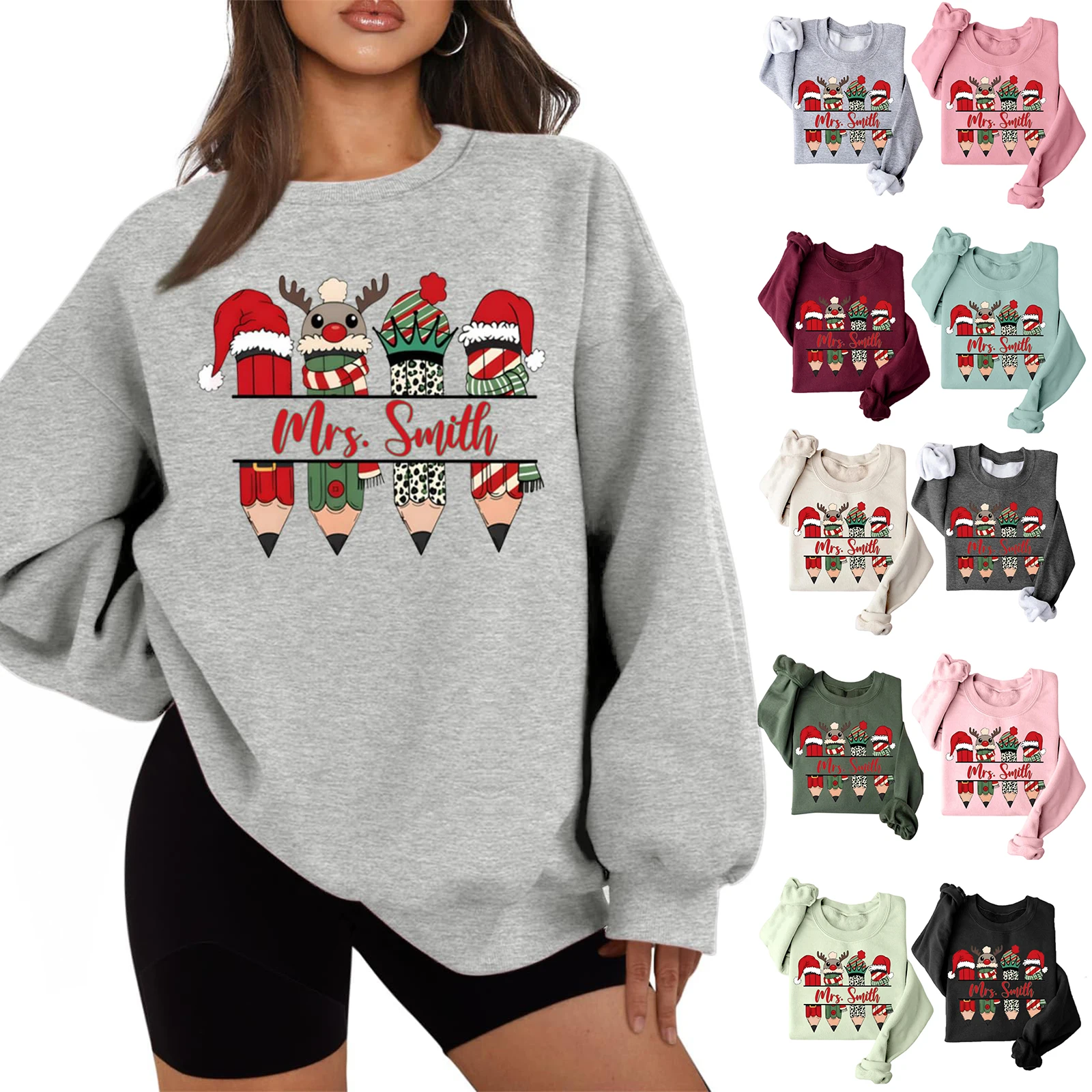 سترة نسائية لطيفة مطبوعة عصرية برقبة دائرية وأكمام طويلة ملابس شتوية سوداديراس دي موخير ملابس علوية للسيدات