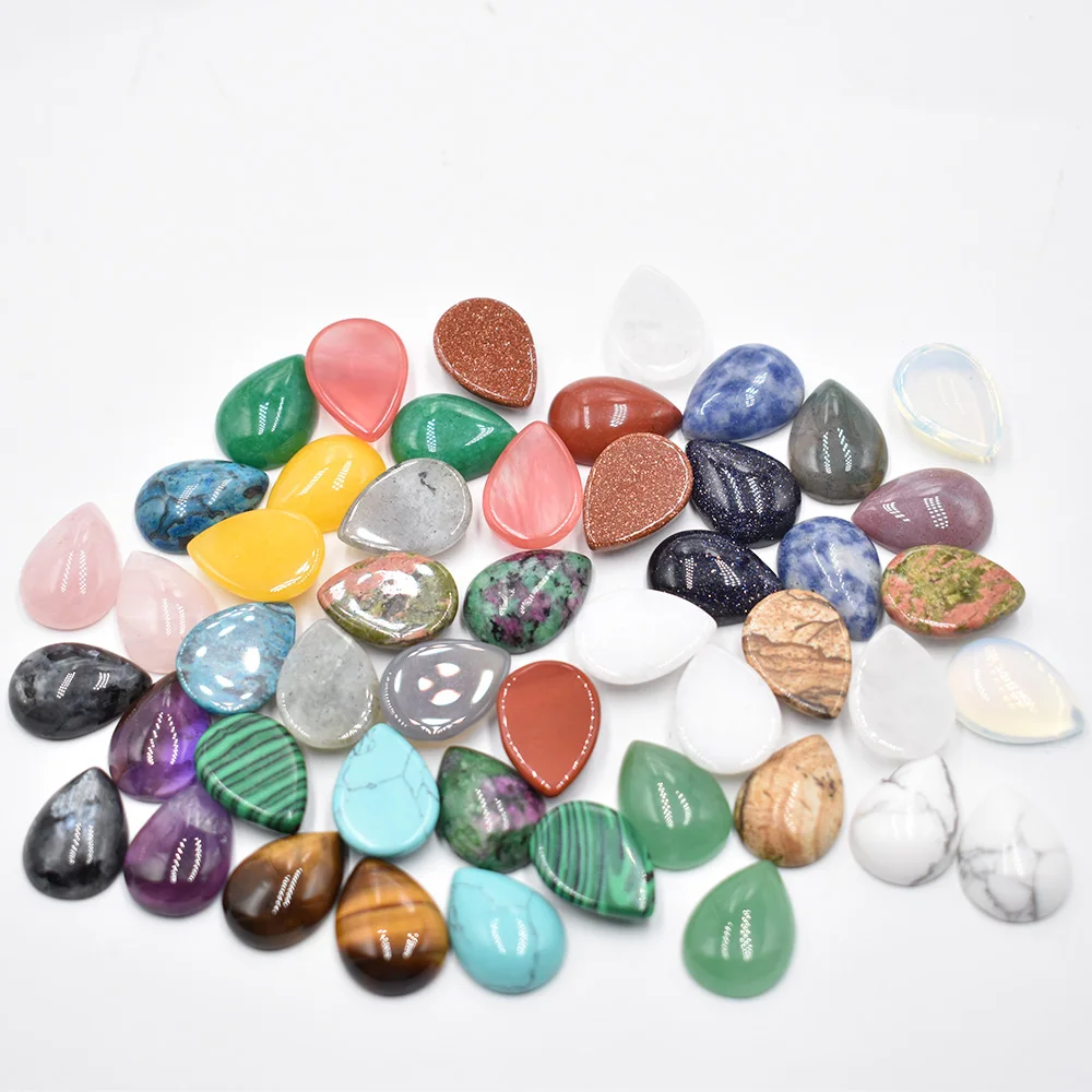 Großhandel 50 Stück/Lot verschiedene Naturstein-Cabochon-Perlen in Tropfenform 13x18mm für DIY-Schmuckzubehör Kostenloser Versand – Detail 3