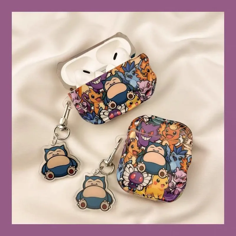 حافظة كرتونية لطيفة من بيكاتشو لأجهزة AirPods 4 حافظة لأجهزة Airpods 1 2 3 Pro Pro2 غطاء حماية مع غطاء سماعة رأس بخاصية البلوتوث