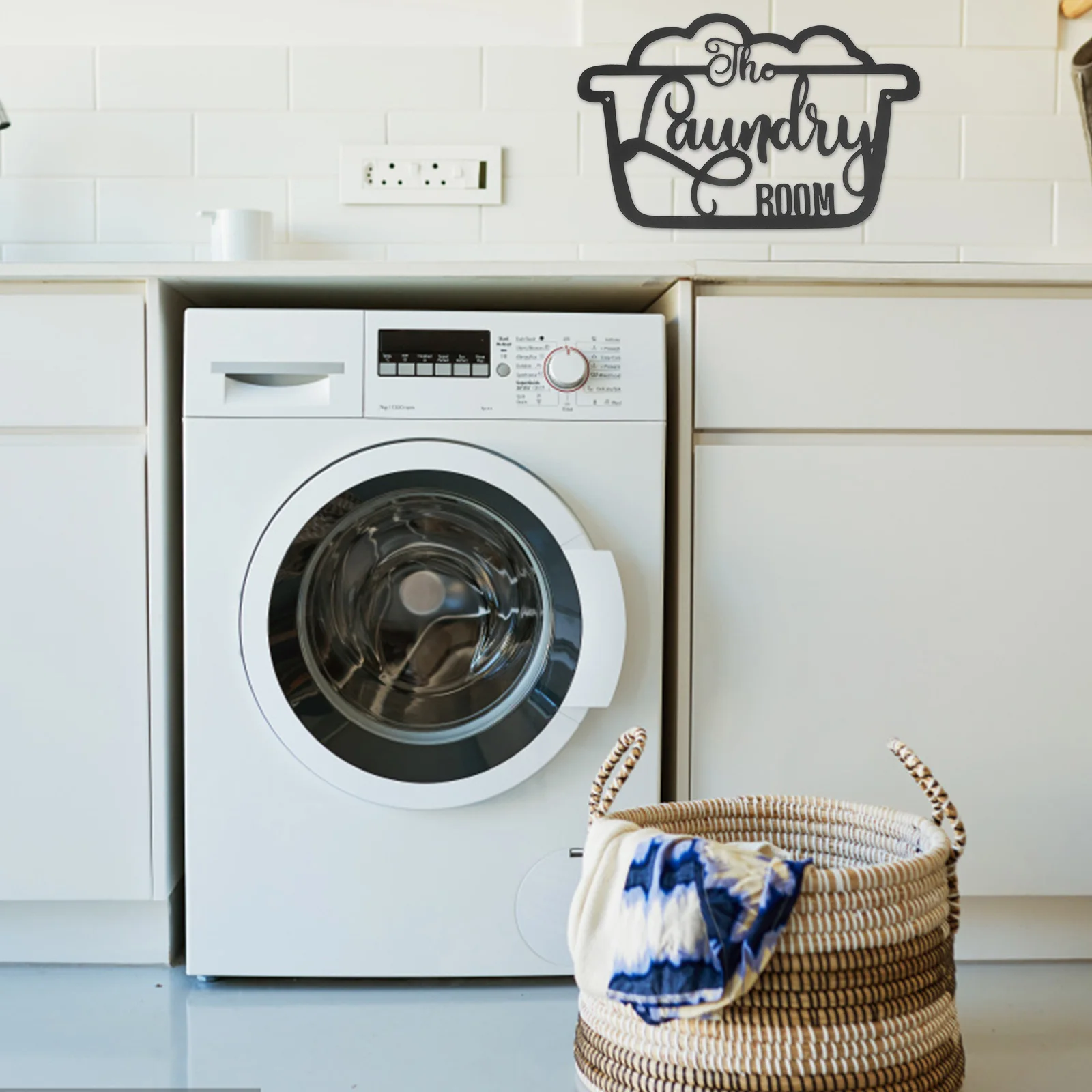 

Vintage Iron Wall Art Laundry Room Hanging Sign Decor Creative Metal Pendant for Home Farmhouse Style Rustic Decor