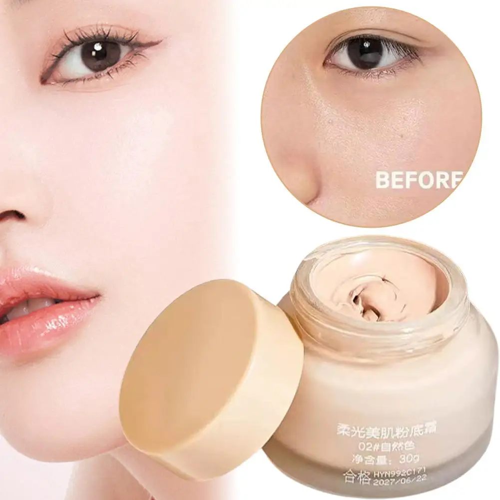 Brilho marfim luz branca creme fundação macio leve cuidados com a pele-infundido óleo-controle diário hidratante facial maquiagem natu i0z8