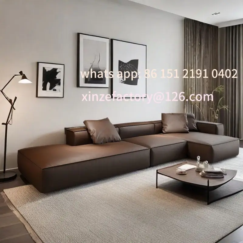 Customizable Winter Top Layer Cowhide Sofa New Living Room L-Shaped Hotel Apartment Inline Minimalist