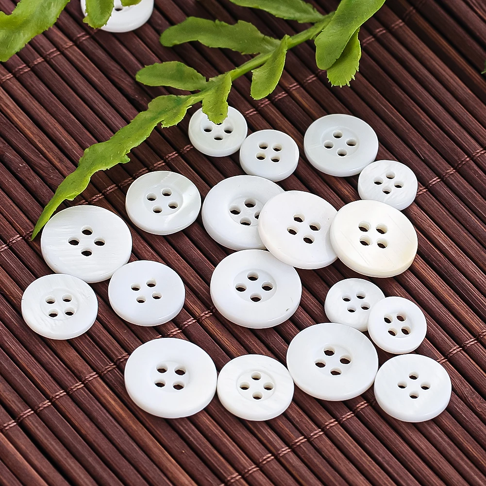 10PCS Natural Shell Buttons Round Mother of Pearl Buttons Embellishment Clothing Decor DIY Sewing Accessories Scrapbooking Craft