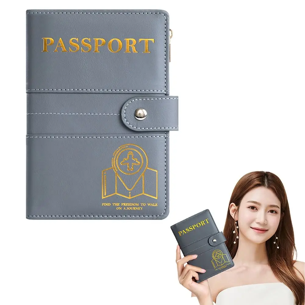 Card Slot Blocking Passport Holder RFID Passport Shield PU Leather Passport Travel Wallet Portable Anti-Lost