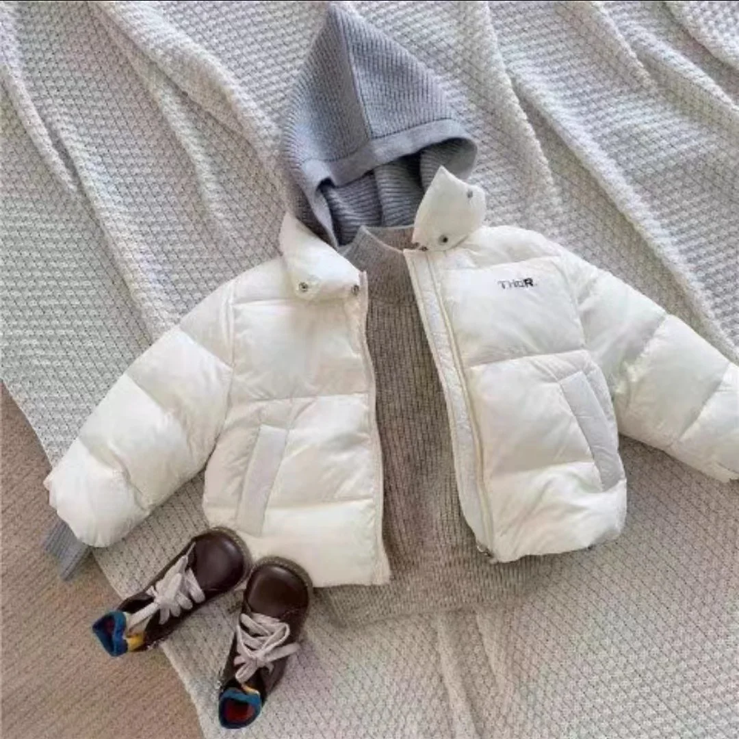 2024 nuovo inverno bambino bambino ragazzo stile coreano lavorato a maglia Patchwork giacca con cappuccio cappotto addensare abbigliamento Outdoor