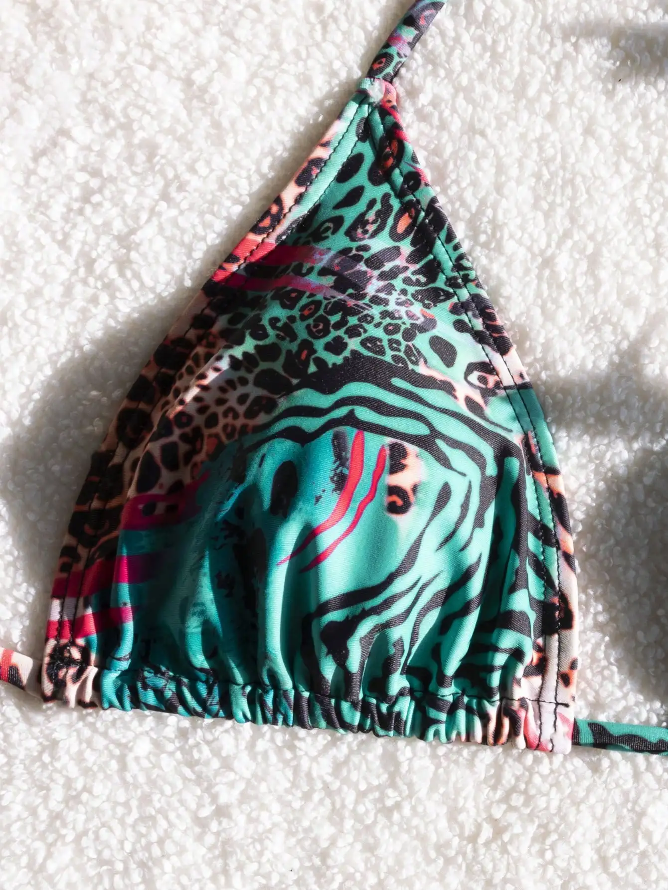 Sexy Leopard Print Tie Bikini Set European American Style Beach Vacation Swimwear