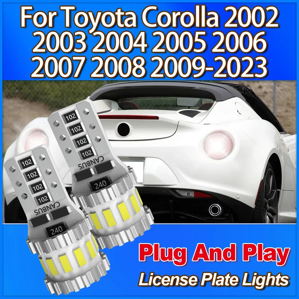 

CSP Chip T10 Подсветка номерного знака 12 В Супер яркий 6 Вт для Toyota Corolla 2002 2003 2004 2005 2006 2007 2008 2009 2010 2011-2023