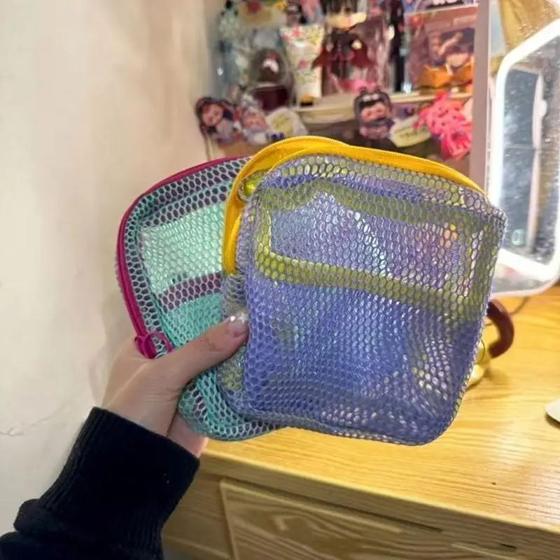 New Breathable Mesh Storage Bag With Large Capacity And Secure Zipper Perfect For Travel Cosmetics Daily Small Items Organizing