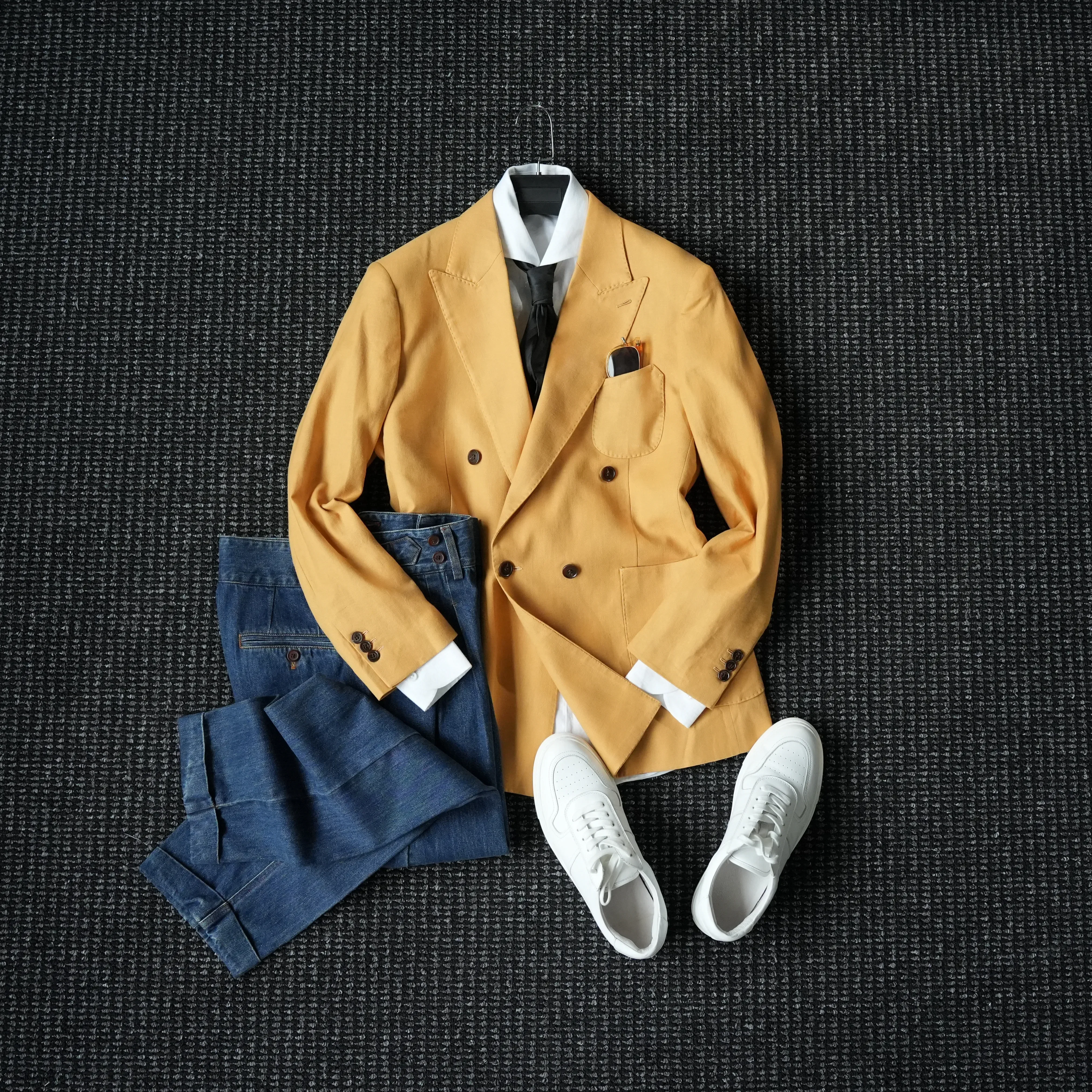 Men's Gentleman High Luxury Milan Eye Blazer with One Button Neck