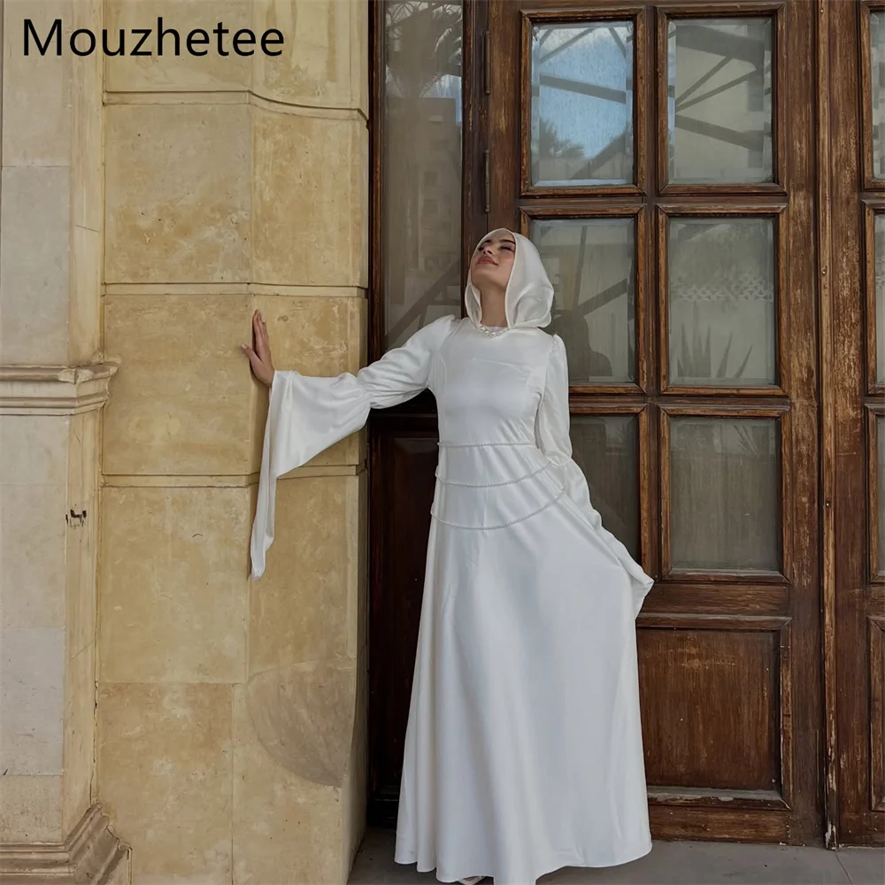 

Mouzhetee A-Line Elegant O-Neck Preals Long Sleeveless Wedding Dresses Simple Satin Brides Gown Custom Made 2025