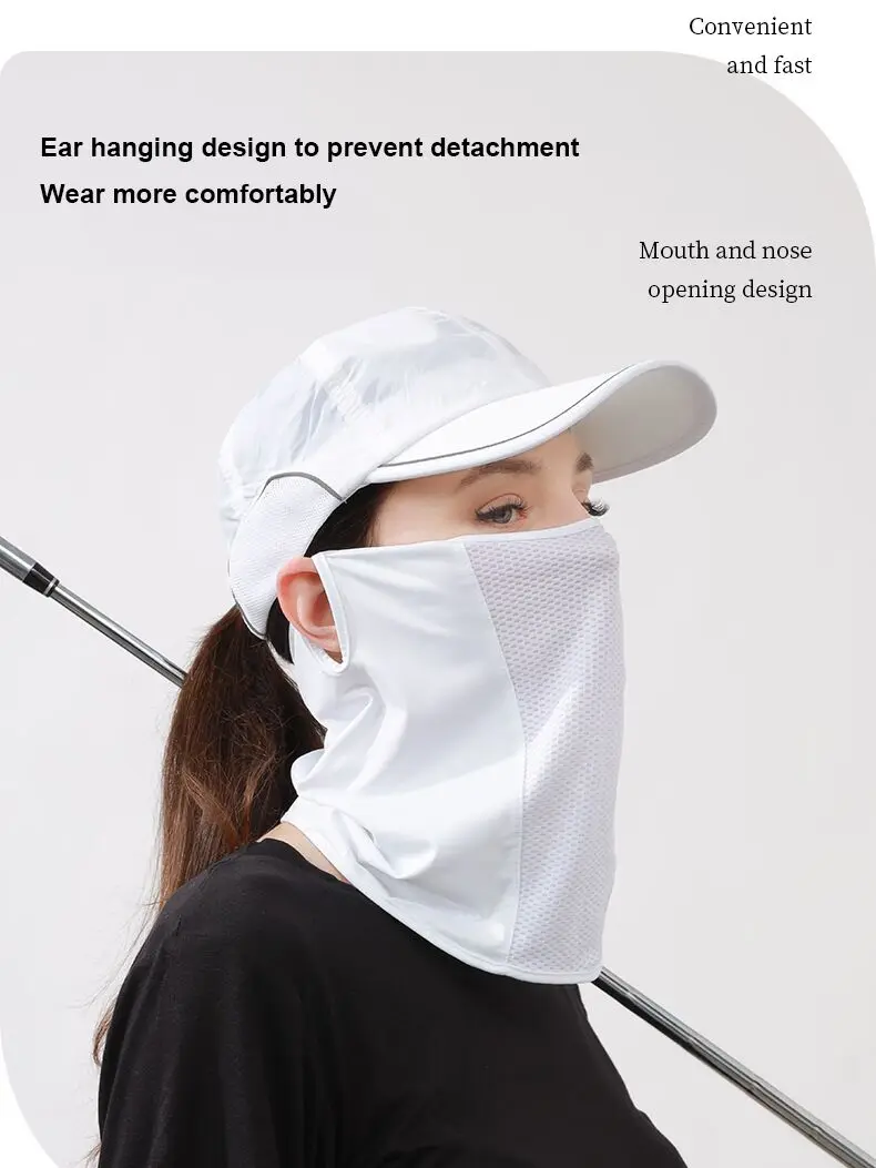 Sommer UV-Schutz Eis Seide Maske Sonnenschutz Lätzchen Einfarbig Sonnenschutz Gesichtsschal Mesh Atmungsaktive Gesichtsschals Halswickel Abdeckung – Detail 3