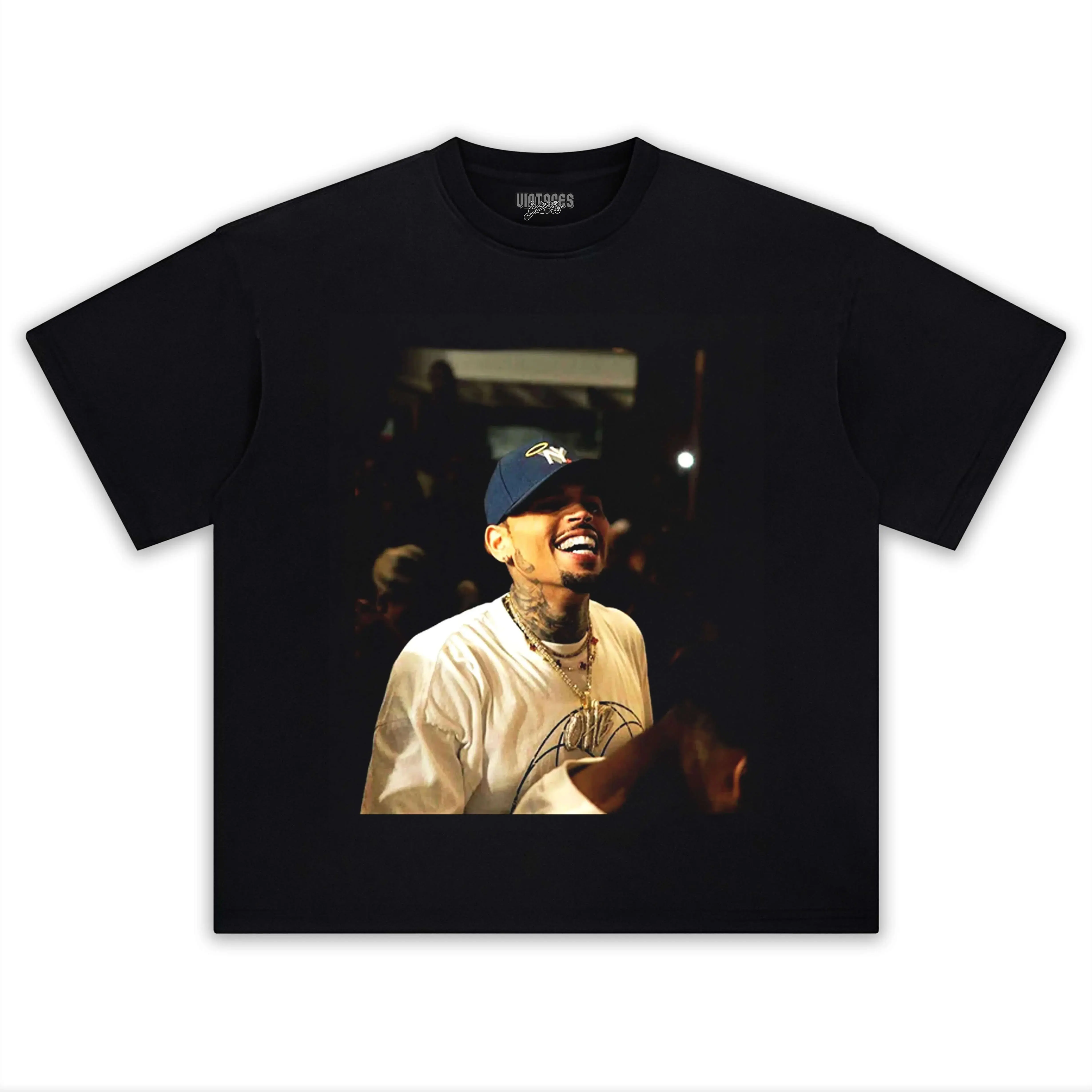 

New Summer Classic Retro Style Y2K Chris Brown Face Print T-shirt Rock Party Street Casual Plus Size Men'sandwomen's Top T-shirt