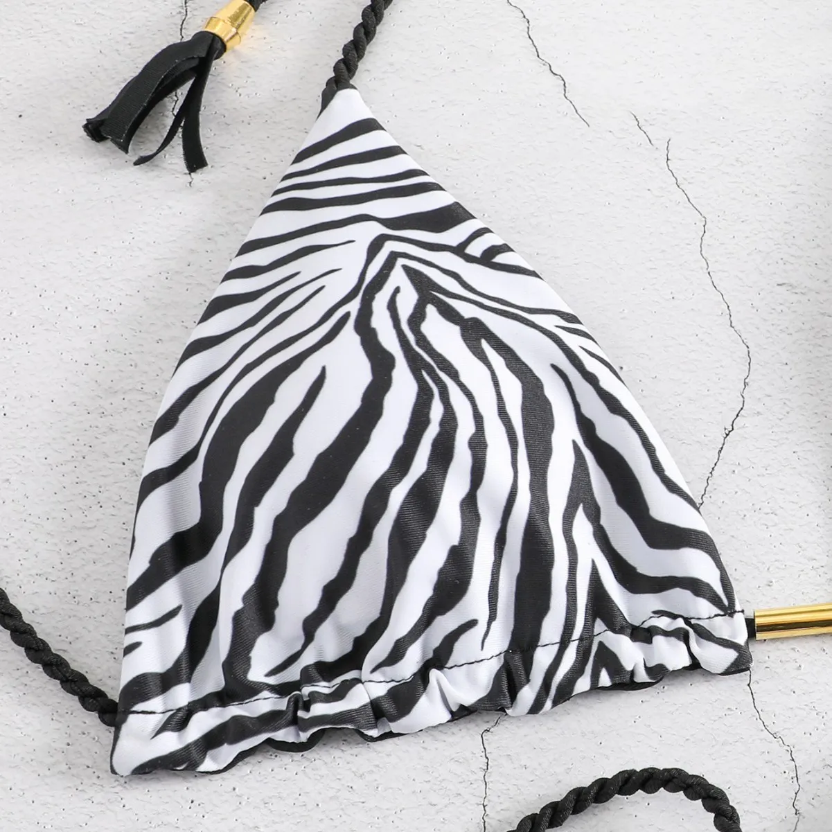 جديد مثير مثلث مضفر شرابة سلسلة بيكيني رفع البرازيلي ملابس النساء زيبرا طباعة البيكينيات ملابس السباحة ثونغ لباس سباحة