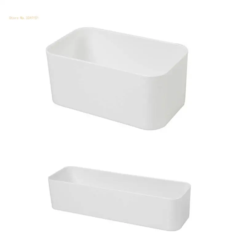 White Wall-Mounted Sundries Container Without Lid Self-Adhesive Box Household Item Makeup Dropship