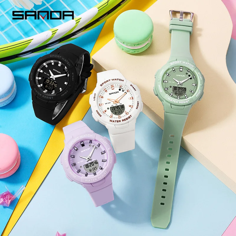 SANDA6005 Outdoor Sports Electronic Watch Japanese Movement Waterproof Night Light Fashion Leisure Male and Female Student Watch