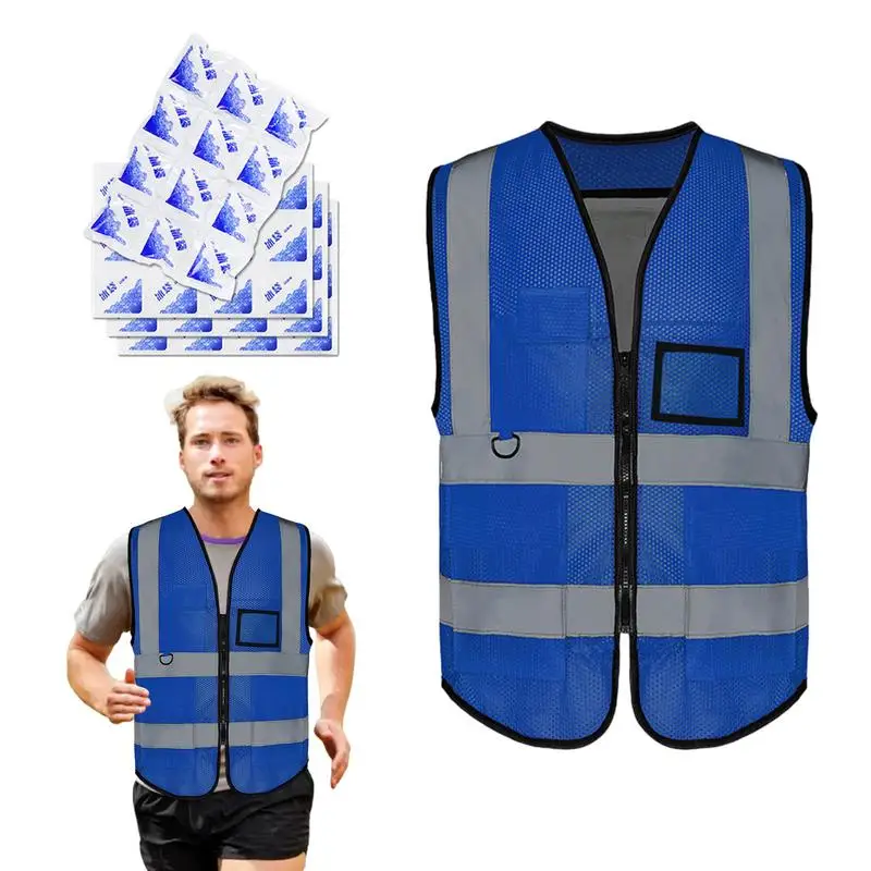 Cooling Vest With Ice Packs Reflective Safety Clothing Cooling Vests Physical Cooling Air Conditioning Vest With Pockets For