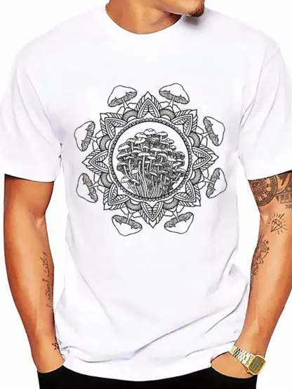 Mushroom-coloured cotton blend men's loose casual pure cotton T-shirt