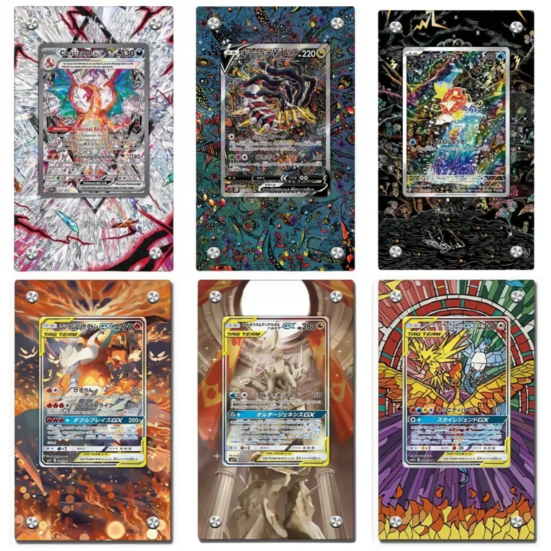 Pokemon Charizard Kart Tuğla Magikarp Giratina Zapdos PTCG Diy Akrilik Aksiyon oyuncak figürler Anime Oyun Koleksiyonu vitrin rafı