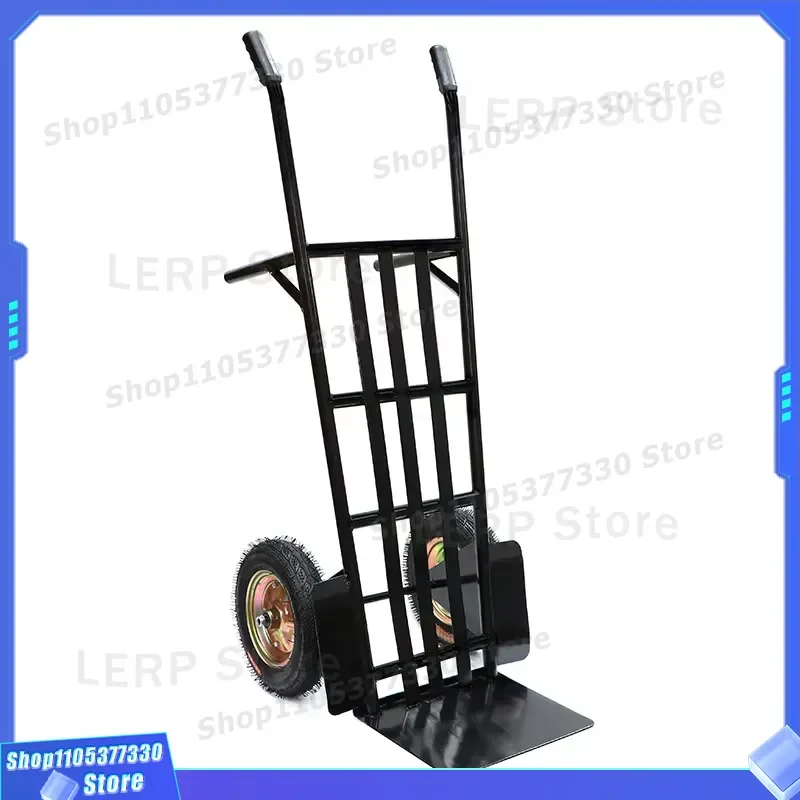 Heavy Duty Steel Two Wheel Trolley Foldable Luggage Rack Portable Cart With Storage Platform For Construction Site