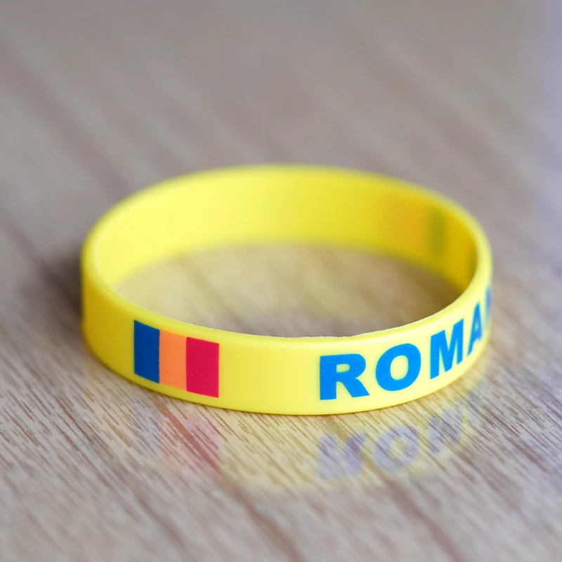 Customized 2pcs Romania National Flag Wristband Sport Silicone Bracelet Rubber Band Commemorative Fashion Accessory