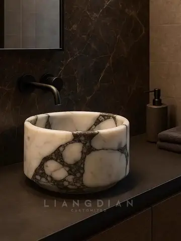 Light luxury Natural Marble Bulgari Purple Wash Hand Basin Hotel Bathroom Advanced Special Use No Holes On The Counter Basin
