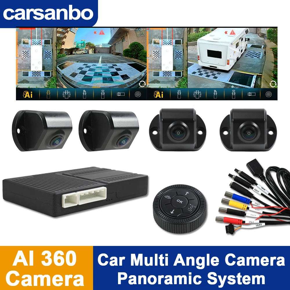 Bus Truck Front Rear Side 4 Camera 360 Panoramic 3D Bird Eye View Camera Parking Monitor System 1080P Surround View System