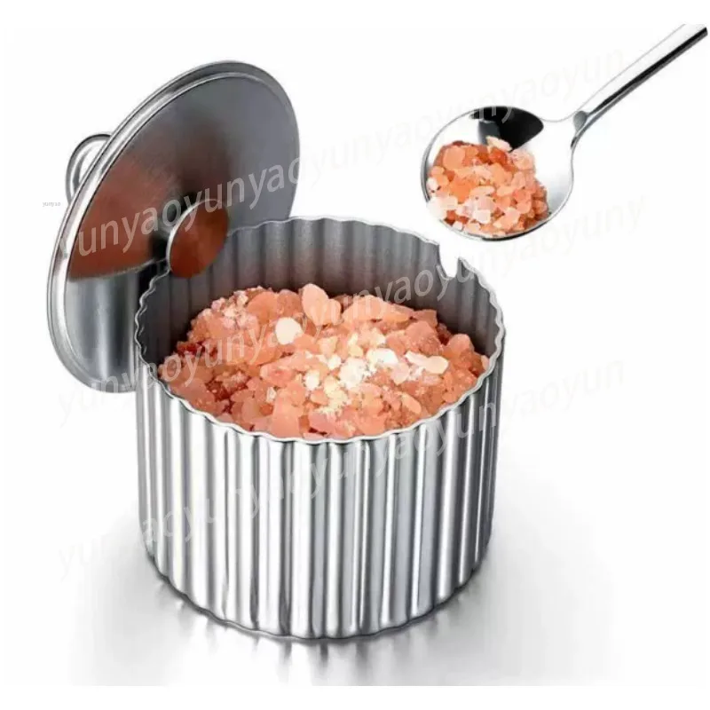 Light Luxury Sugar Jar Box Exquisite Stainless Steel Kitchen Storage Box Seasoning Bottle Monosodium Glutamate Salt Jar