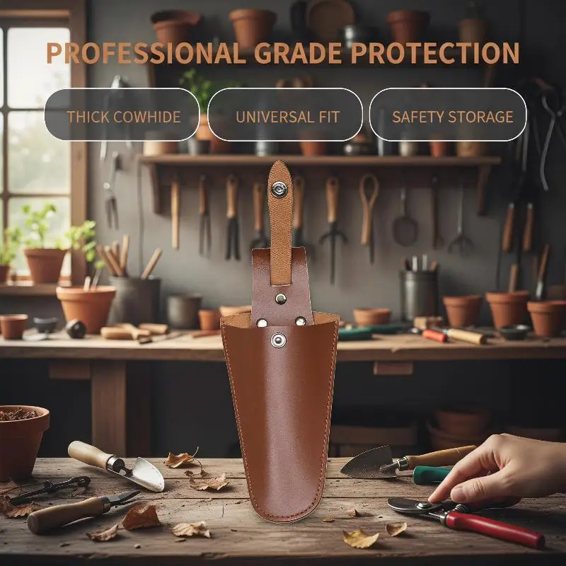 1Pc Gardening Pruning Tool Pouch Leather Tool Bag Electrician Waist Holder Portable Buckle Storage For Pliers And Trimming