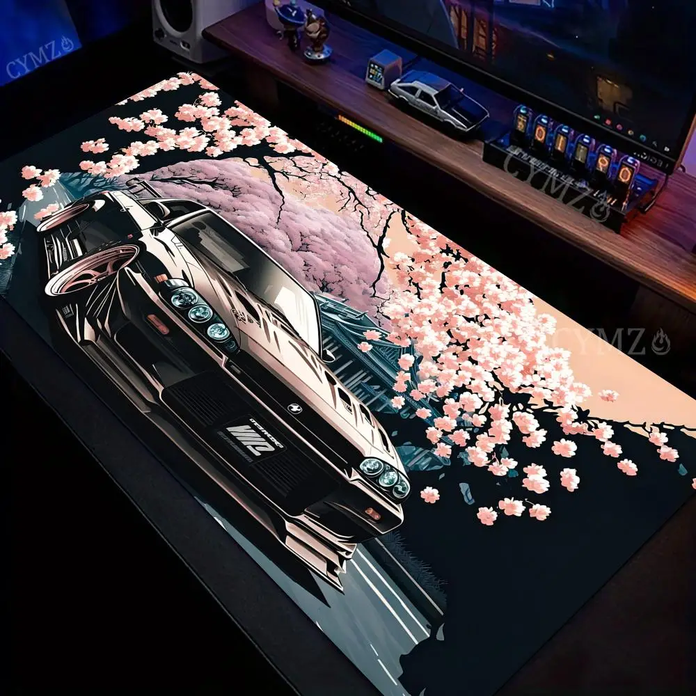 

Car mousepad Cherry Blossoms and Sports Car Mouse Pad Desk Mat Gaming mats Non-Slip mouse carpet desk accessories office mat