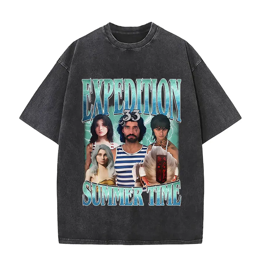 

Футболки Esquie Clair Obscur Expedition 33 с винтажным принтом, мужские футболки в готическом стиле, классические панк-футболки с короткими рукавами, унисекс, уличная одежда