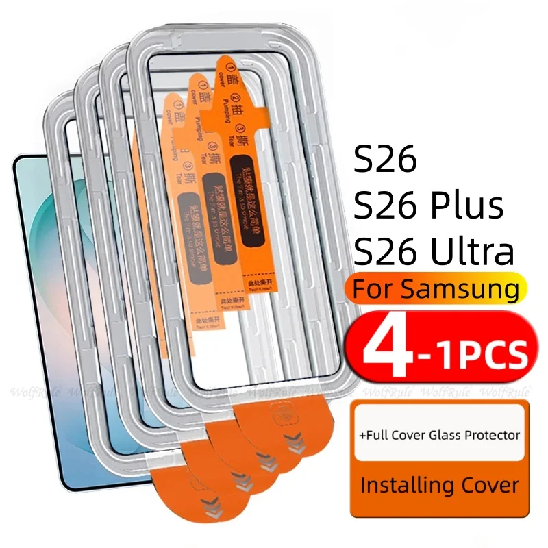 4/3/2/1 Stück für Samsung Galaxy S26 Glas Samsung S26 Ultra gehärtetes Glas Vollständige Abdeckung Staubfreier Displayschutz Samsung S26 Plus