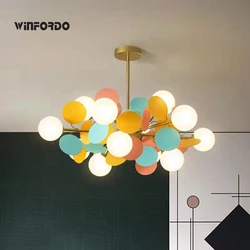 Lámpara LED colgante para niños, candelabro con Rama de flores de colores, accesorios de dormitorio, 2024