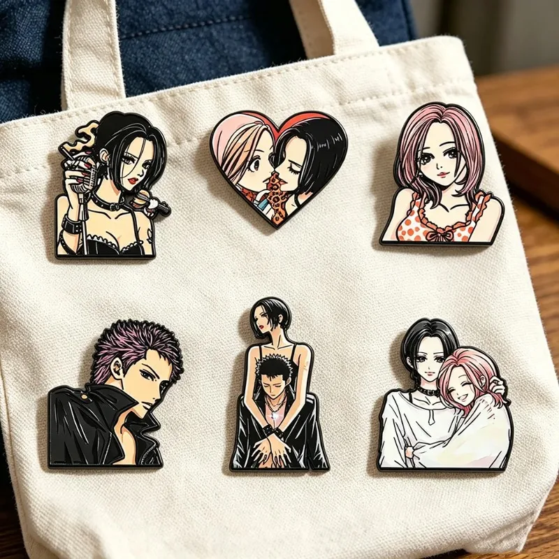 6pcs Set Nana Anime Character Enamel Pins Classic Japaneses Comic Girls Brooches Collectible Gifts for Fans Clothing Accessories