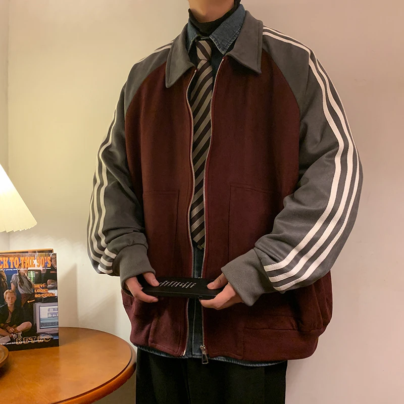 

Американская ретро-куртка из замши, утепленная, повседневная, с воротником, весна-осень, для подростков, теплая, с длинными рукавами, на молнии