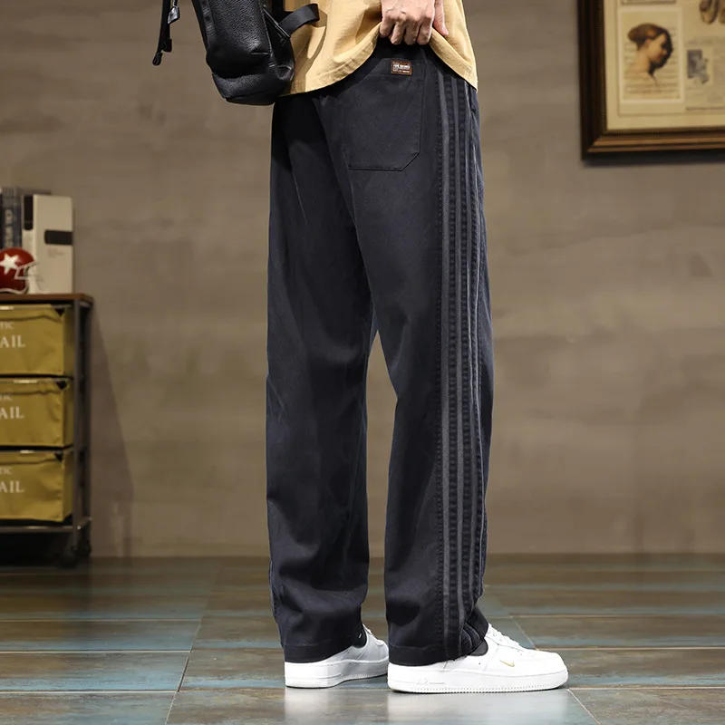 Trendy casual pants for men in autumn and winter,2025 new sports long styles, loose fitting sports workwear pants for men