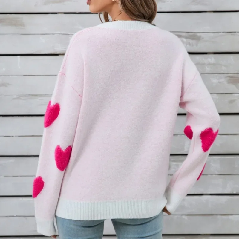 Casual Loose Love Knitting Sweaters Pullovers for Winter Women\'s Tops New Lover\'s Warm Thick Full Sleeve Sweater for Woman