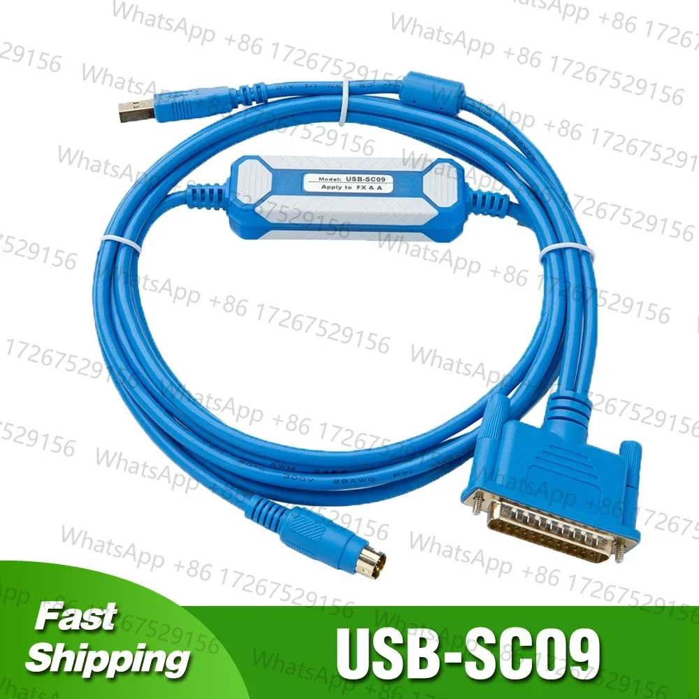 Cable de Programación USB-SC09 para PLC Mitsubishi Serie FX/A FX0 FX0S FX1S FX0N FX1N FX2N, Línea de Descarga, Puerto RS232