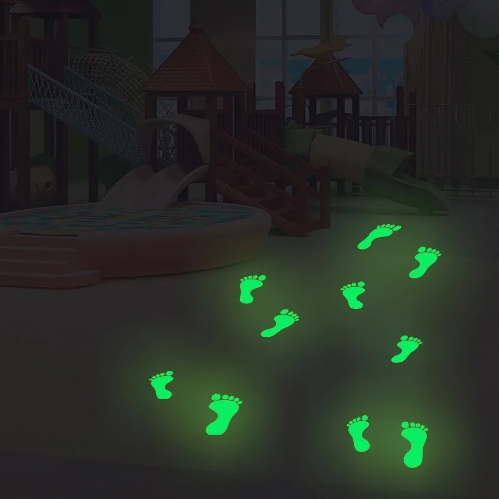 Waterproof 2D Flat Footprint Sticker Self-Adhesive Removable Glow in The Dark Stickers Unique Non-Slip Floor Wall Stickers