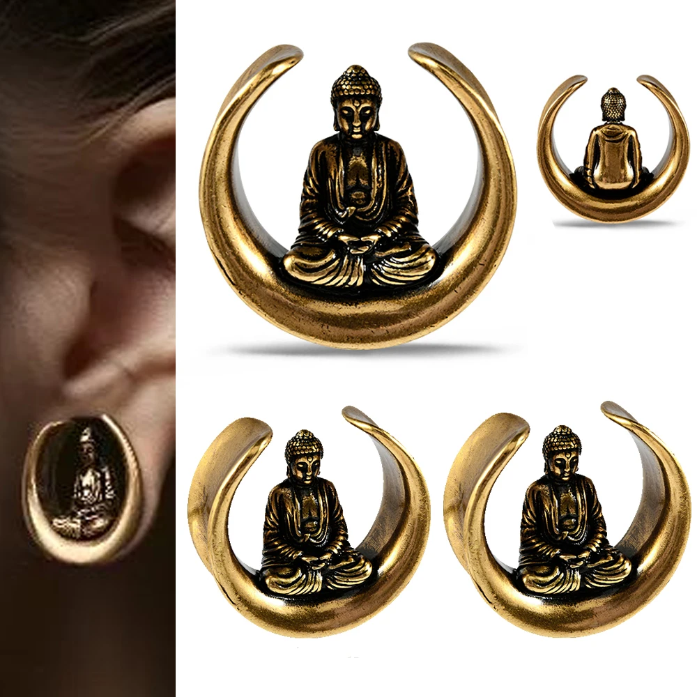 1PC Copper Classic Buddha Pattern Ear Stretchers Plugs Tunnels Piercing Gauges Expander Stretchers Body Piercing Jewelry 8-25mm