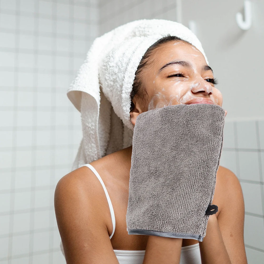 

Microfiber Face Cleaning Gloves Makeup Removing Cloth Portable Facial Gloves Fine Smooth Safe Efficient Durable Pore Cleansing