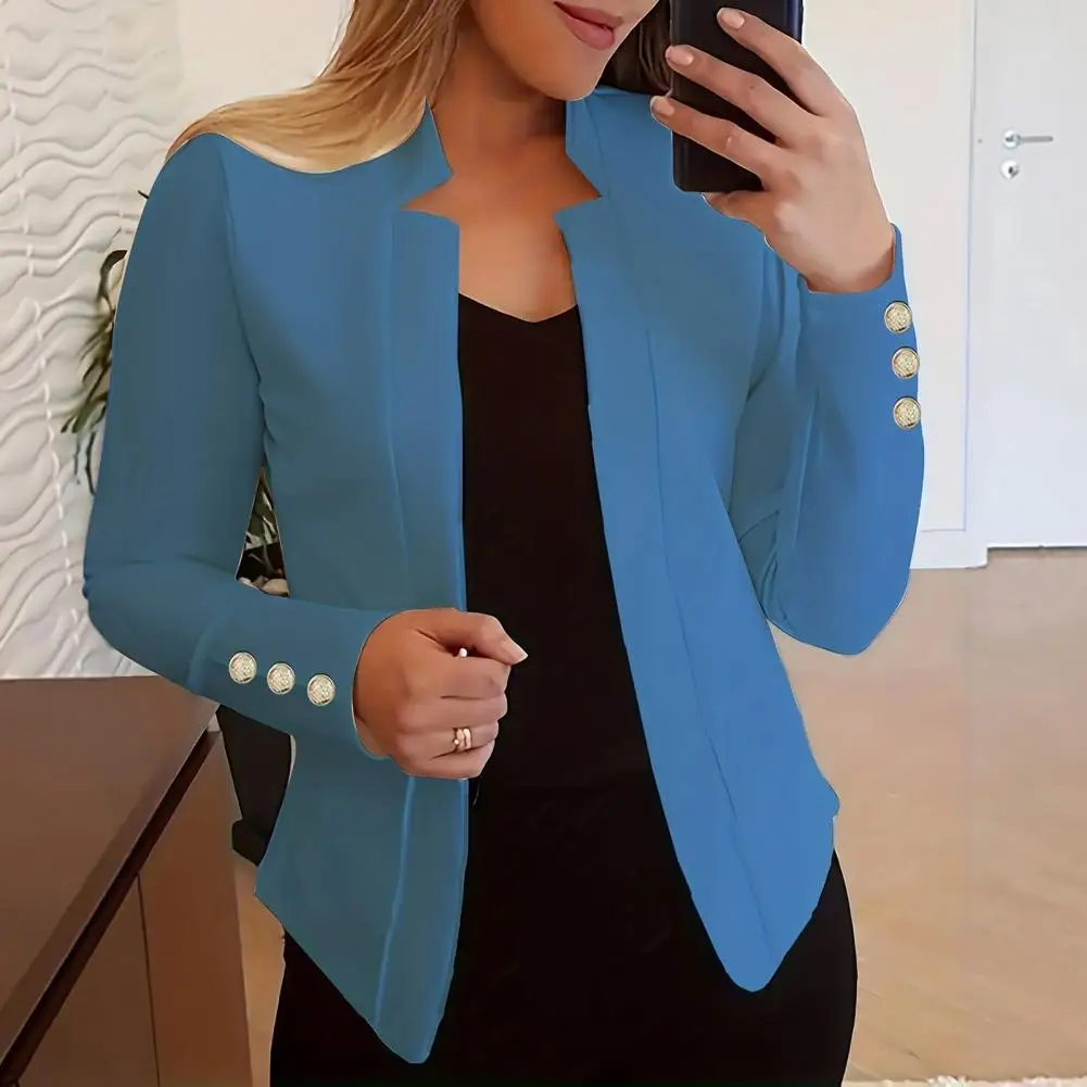 Fashion Autumn Blazer Solid Color Lightweight Women Open Front Casual Jacket Blazer Women Blazer Streetwear