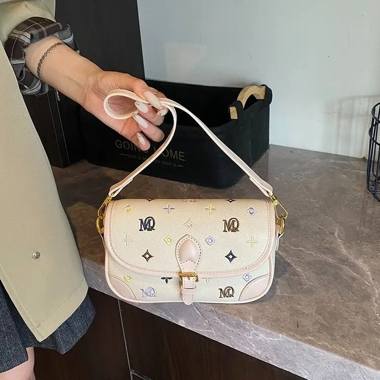 

Retro Printed Chain Shoulder Bag - Women's High-End Simple Contrast Color, Underarm Daily Commute Bag