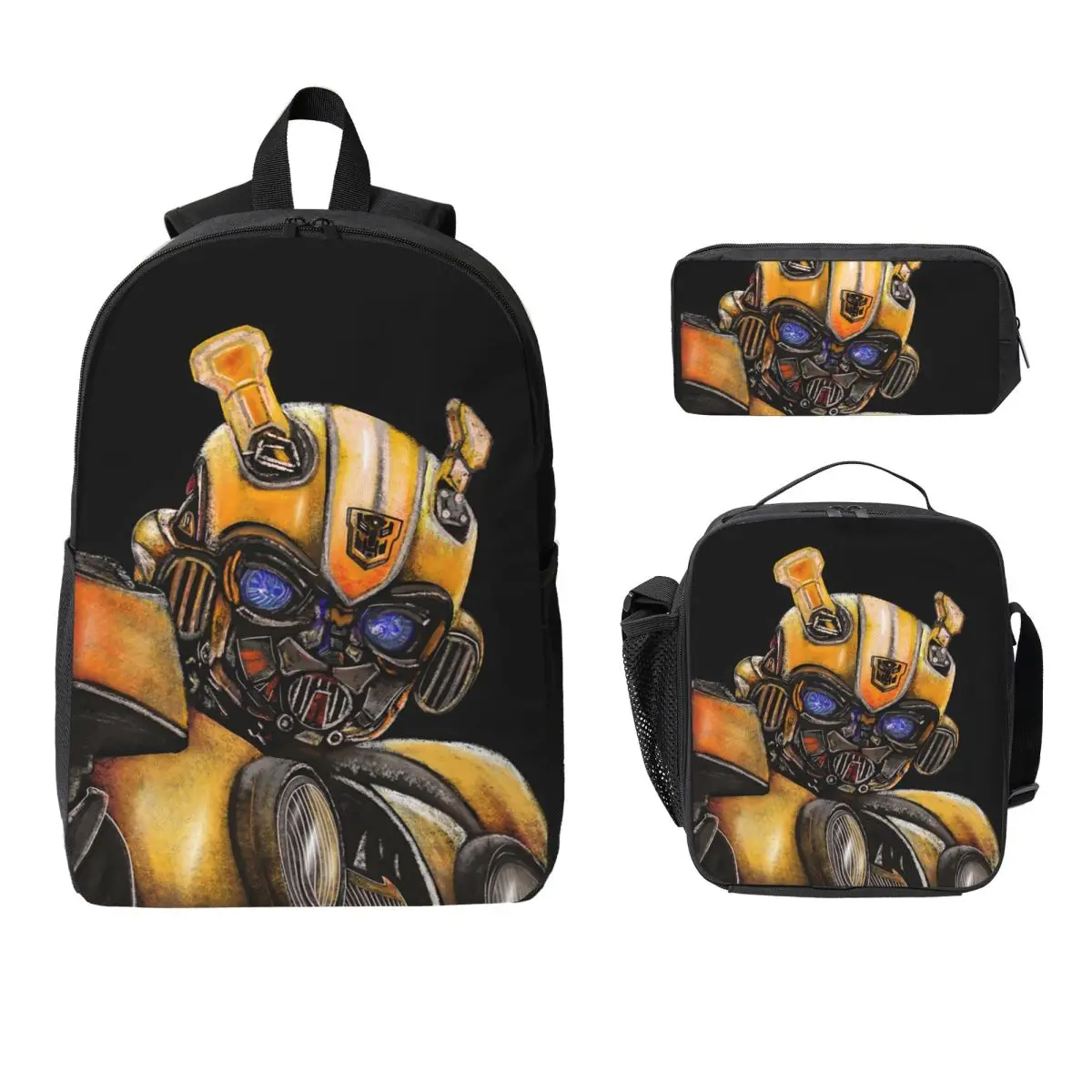 Bumblebee Transformer, The Best Transformer Backpack Student Boys Girls BookBag School Bag 3ps Insulated Lunch Bag Pencil Case