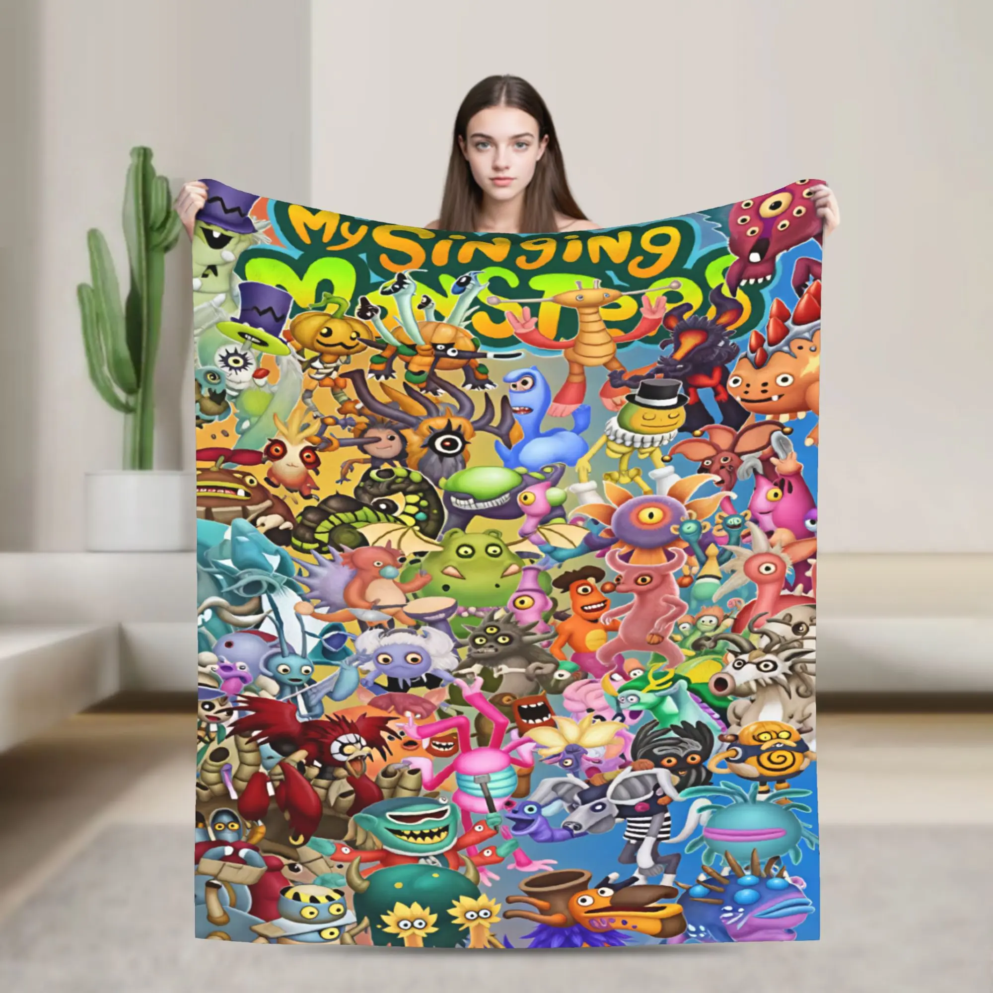 Warm Soft Blankets My Singing Monsters Video Game Cartoon Bedding Throws Flannel Bedspread For Couch Chair Sofa Bed Bed Cover