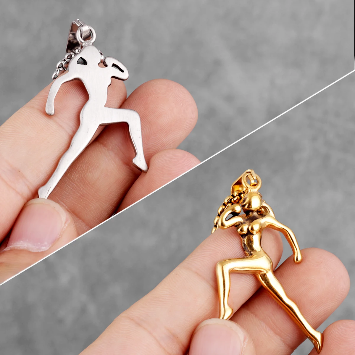 Runner Fitness Bodybuilding Men Necklaces Pendants Chain Punk for Boy Male Stainless Steel Jewelry Creativity Gift Wholesale