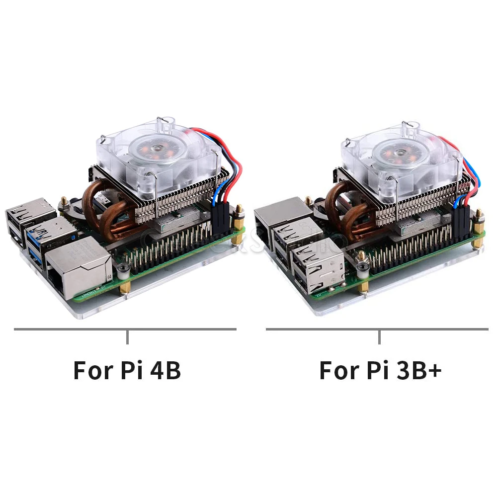 Düşük profilli buz kulesi soğutma fanı Metal kasa 7 renk RGB değiştirme LED ışık braket kabuk ile ahududu Pi için 4 B / 3B + / 3B