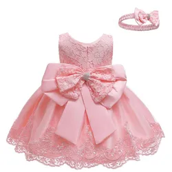 Toddler Baby Girl Dress Big Bow battesimo Dress per ragazze primo anno festa di compleanno abito da sposa vestiti per bambini Tutu Fluffy Gown