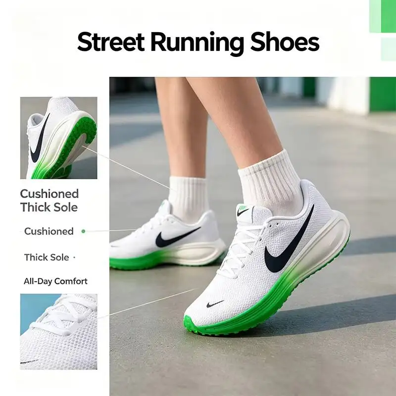 Hot 2026 New Arrival Nike White Green Running Sneakers for Men Cushioned Thick Sole Lightweight Street Sport Shoes HJ9198-111