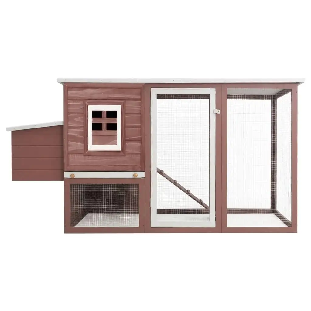 Wooden Outdoor Chicken Coop with Egg Cage - Hen House for Backyard Farming, Brown Finish